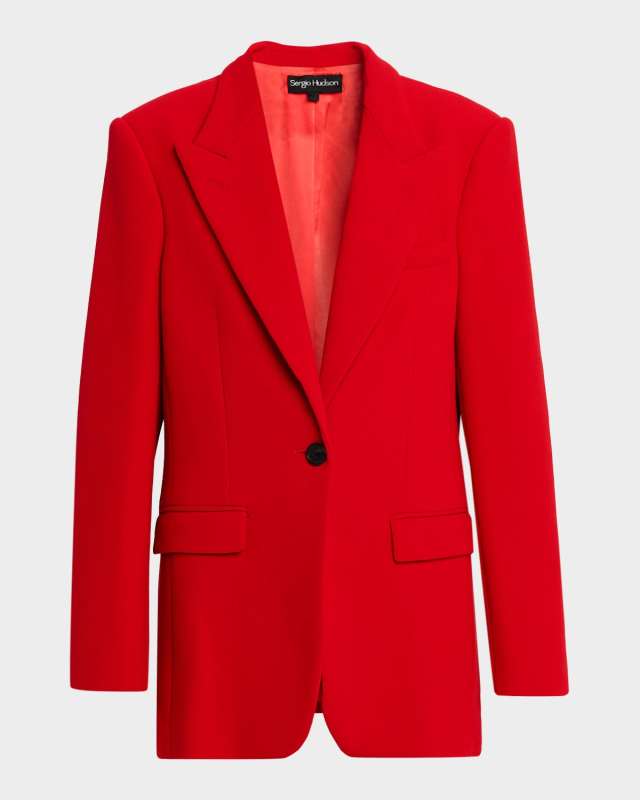 Wool Stretch Single-Breasted Oversized Blazer